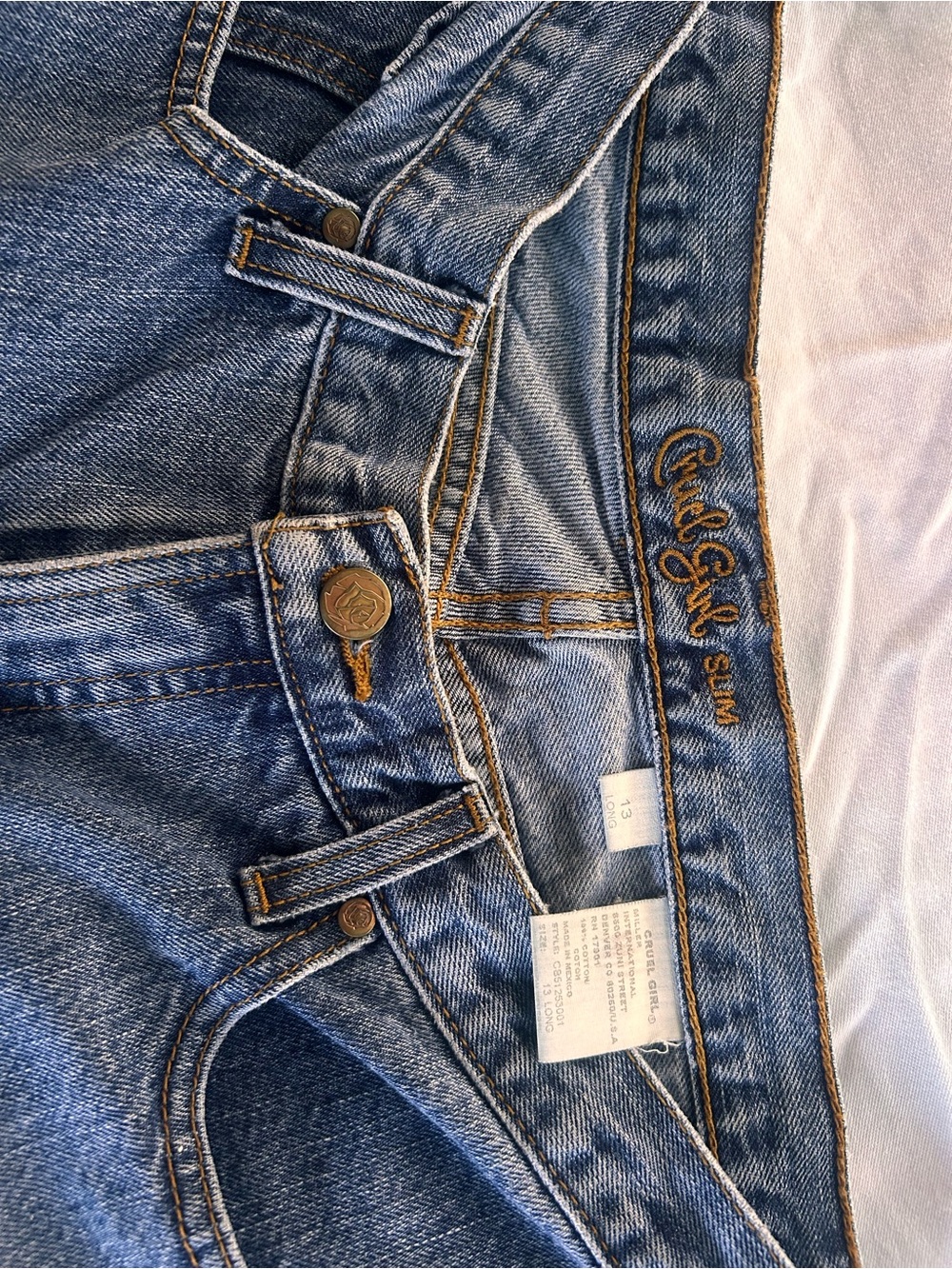Cruel Girl Medium Blue Skinny Jeans with Contrast Stitching